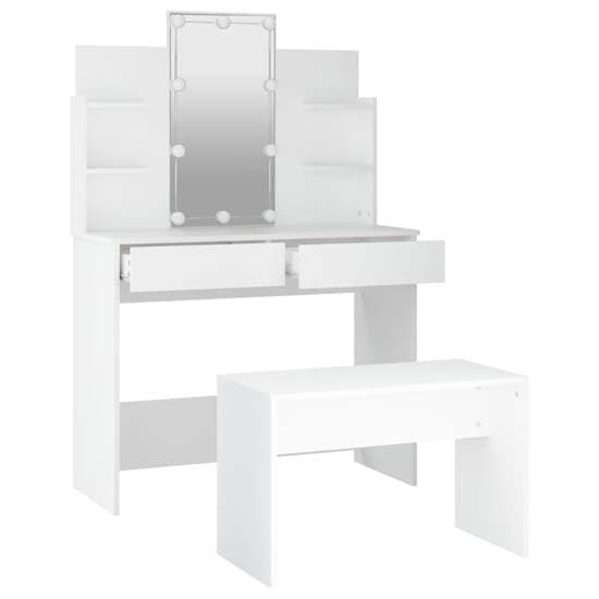 Arles Wooden Dressing Table Set In White With LED_5