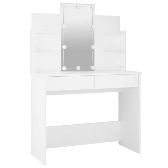 Arles Wooden Dressing Table Set In White With LED_6