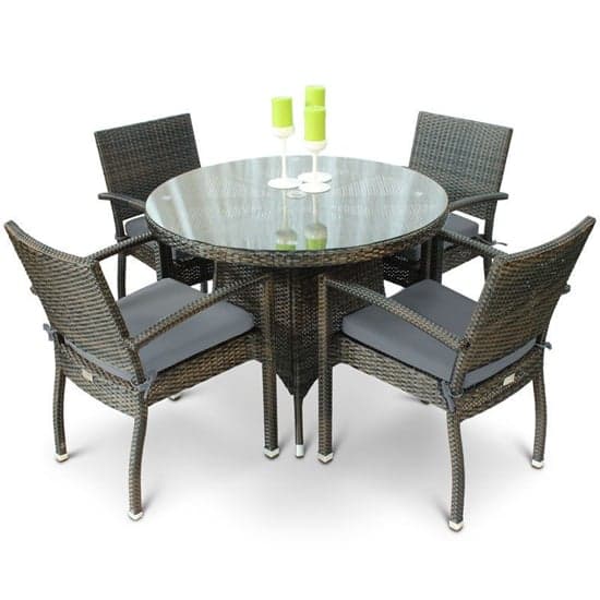 Arlo Outdoor Rattan Round Dining Table And 4 Arlo Armchairs_1