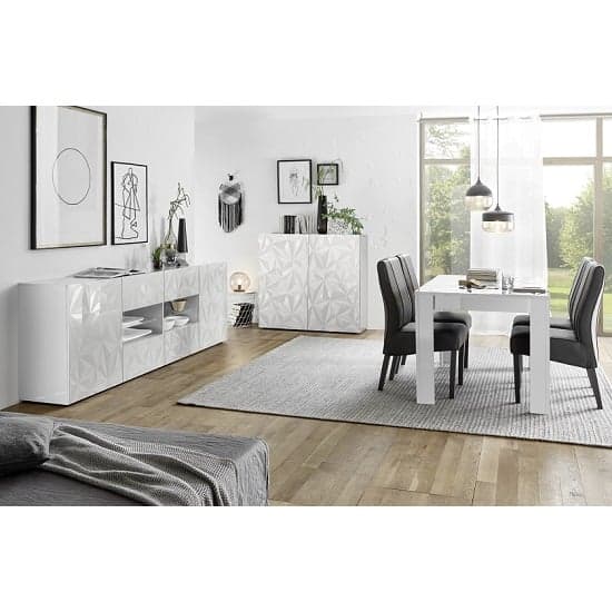 Arlon Large Sideboard In White High Gloss With 2 Doors With LED_3