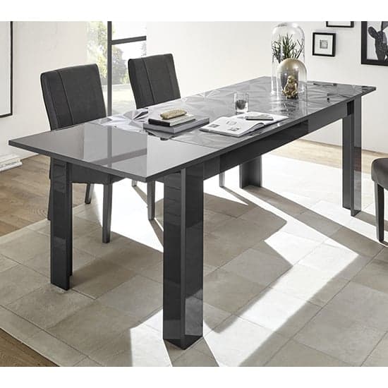 Arlon Extending High Gloss Dining Table In Grey_2