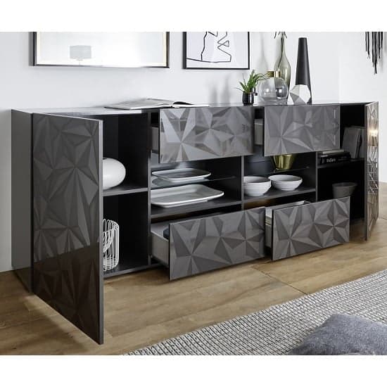 Arlon Large Sideboard In Grey High Gloss With 2 Doors_2