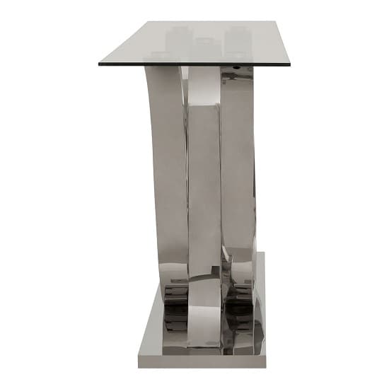 Armanda Glass Console Table With Curved Stainless Steel Base   _3