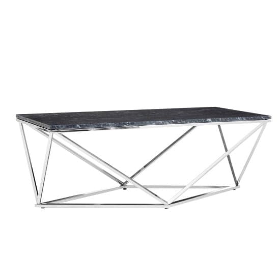 Armenia Faux Marble Coffee Table In Black And Chrome_1