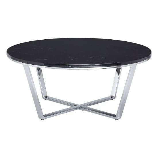 Armenia Faux Marble Coffee Table Round In Black And Chrome Legs_1