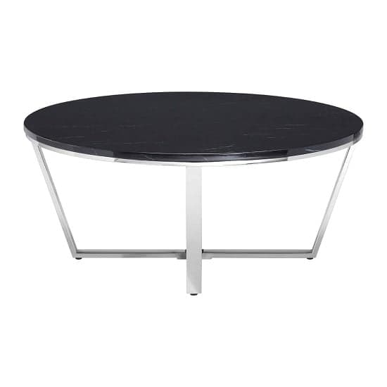 Armenia Faux Marble Coffee Table Round In Black And Chrome Legs_2