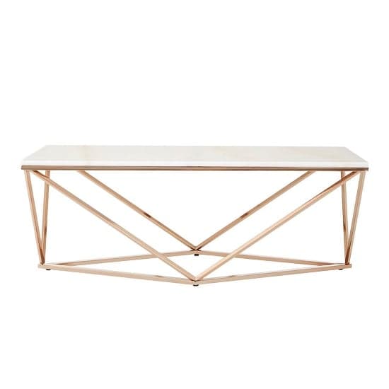 Armenia Faux Marble Coffee Table In White And Champagne Gold_1