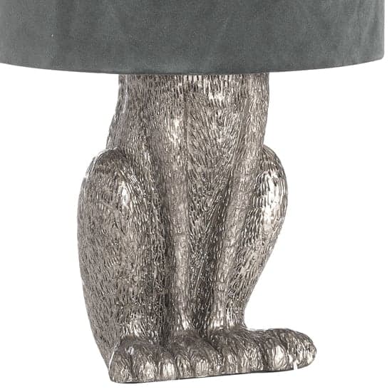 Arminian Hare Table Lamp In Antique Silver With Grey Shade_2