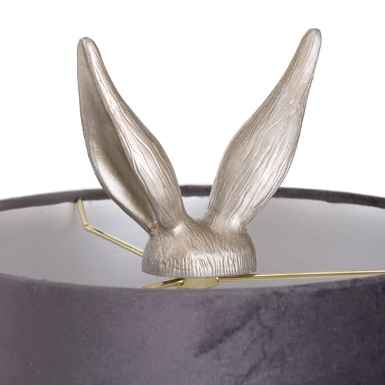 Arminian Hare Table Lamp In Antique Silver With Grey Shade_3