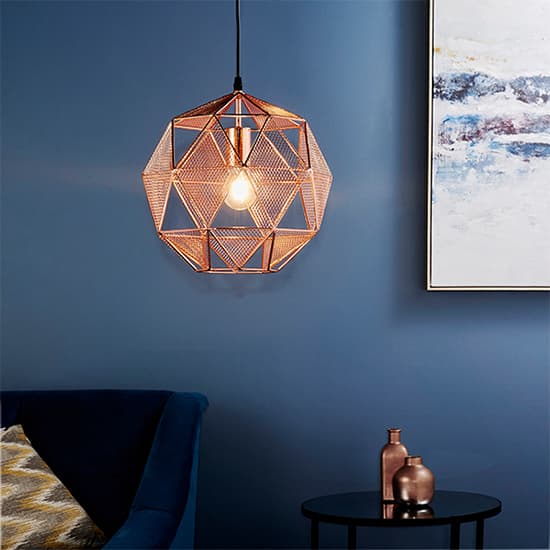 Armour Steel Ceiling Pendant Light In Copper_2