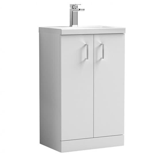 Arna 50cm Vanity Unit With Polymarble Basin In Gloss White_2
