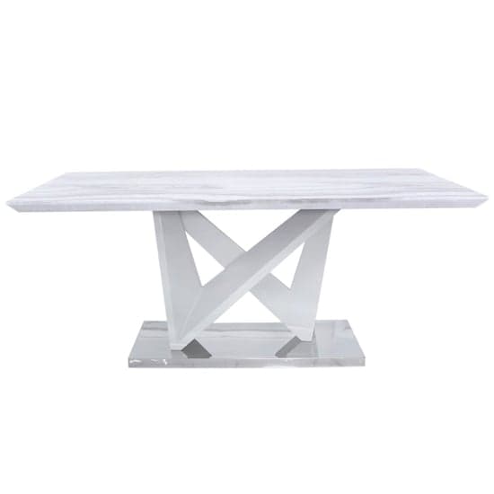 Aroow Wooden Dining Table Rectangular In White Marble Effect_2