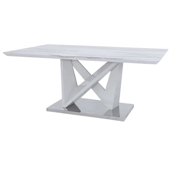 Aroow Wooden Dining Table Rectangular In White Marble Effect_3