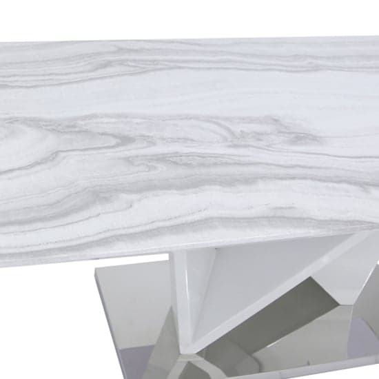 Aroow Wooden Dining Table Rectangular In White Marble Effect_4
