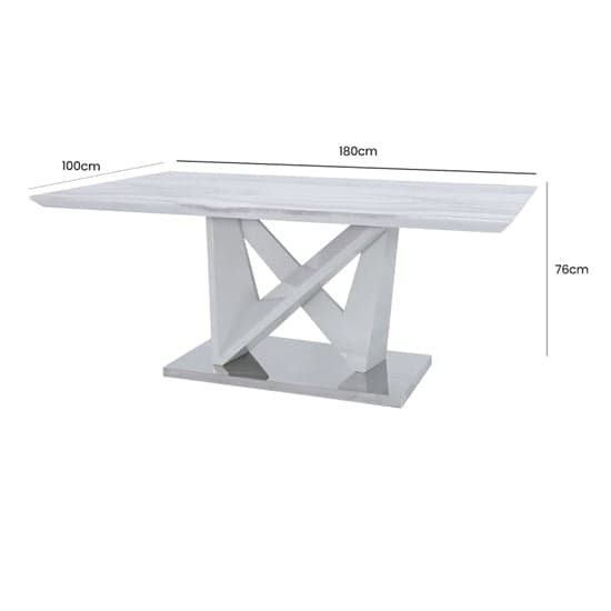 Aroow Wooden Dining Table Rectangular In White Marble Effect_5
