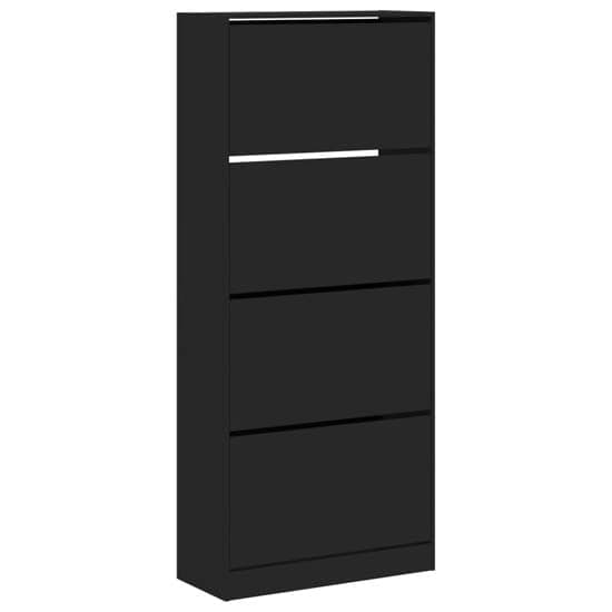 Arosa Wooden Shoe Storage Cabinet 4 Flip-Drawers In Black_2