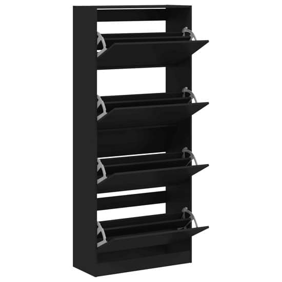 Arosa Wooden Shoe Storage Cabinet 4 Flip-Drawers In Black_3