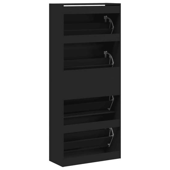 Arosa Wooden Shoe Storage Cabinet 4 Flip-Drawers In Black_6