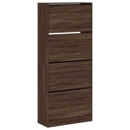 Arosa Wooden Shoe Storage Cabinet 4 Flip-Drawers In Brown Oak_2