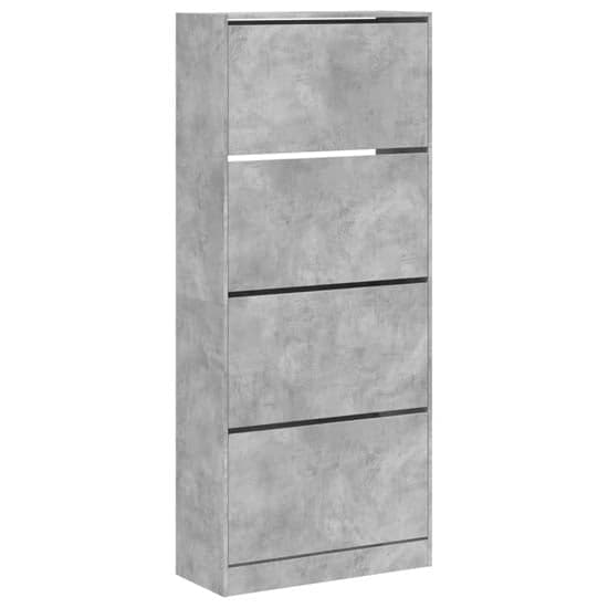 Arosa Wooden Shoe Storage Cabinet 4 Flip-Drawers In Concrete Effect_2