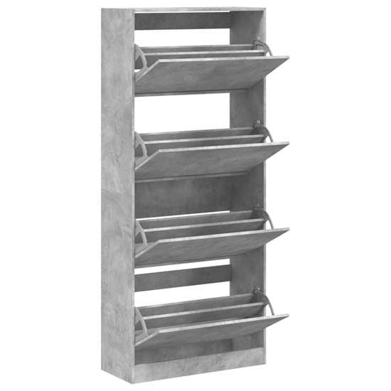 Arosa Wooden Shoe Storage Cabinet 4 Flip-Drawers In Concrete Effect_3