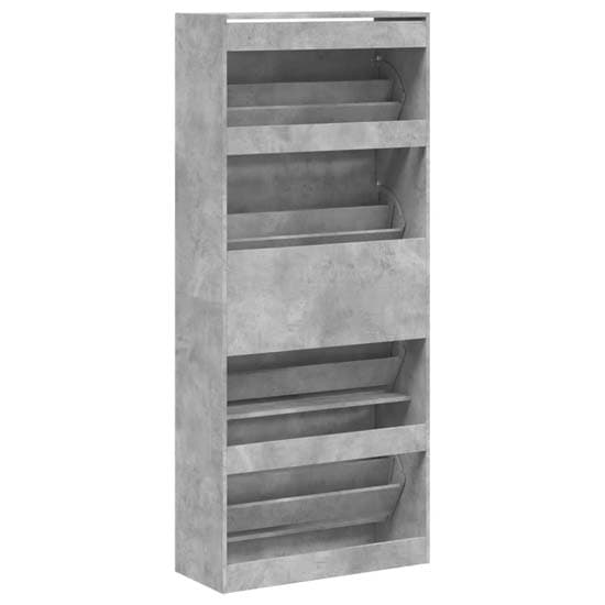 Arosa Wooden Shoe Storage Cabinet 4 Flip-Drawers In Concrete Effect_6