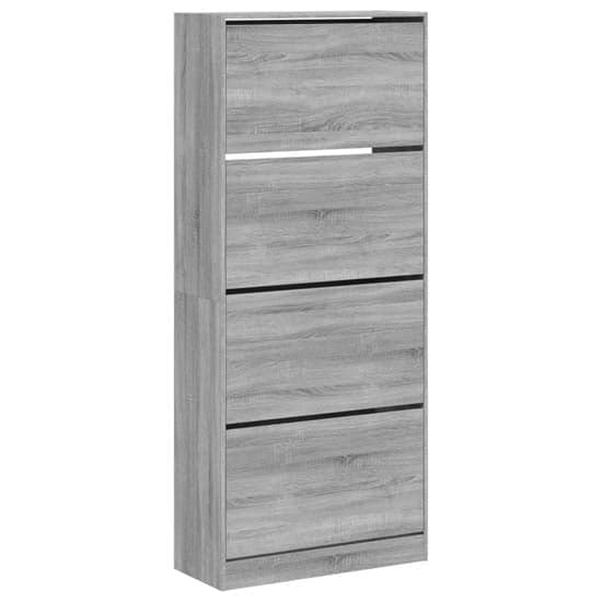 Arosa Wooden Shoe Storage Cabinet 4 Flip-Drawers In Grey Sonoma Oak_2