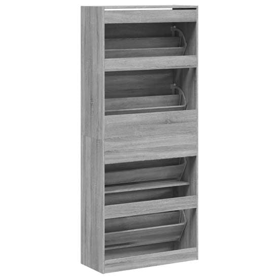 Arosa Wooden Shoe Storage Cabinet 4 Flip-Drawers In Grey Sonoma Oak_6