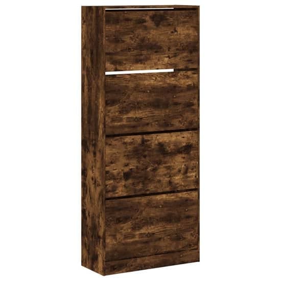 Arosa Wooden Shoe Storage Cabinet 4 Flip-Drawers In Smoked Oak_2