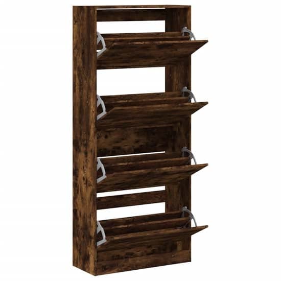Arosa Wooden Shoe Storage Cabinet 4 Flip-Drawers In Smoked Oak_3