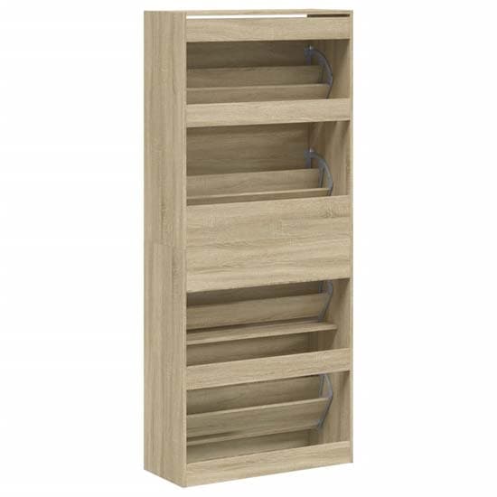Arosa Wooden Shoe Storage Cabinet 4 Flip-Drawers In Sonoma Oak_6