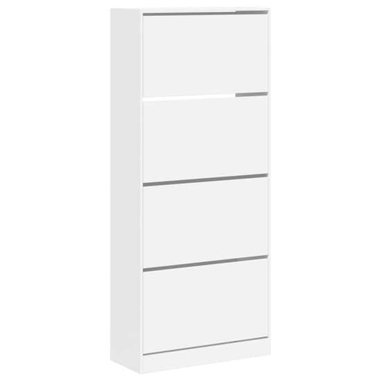 Arosa Wooden Shoe Storage Cabinet 4 Flip-Drawers In White_2