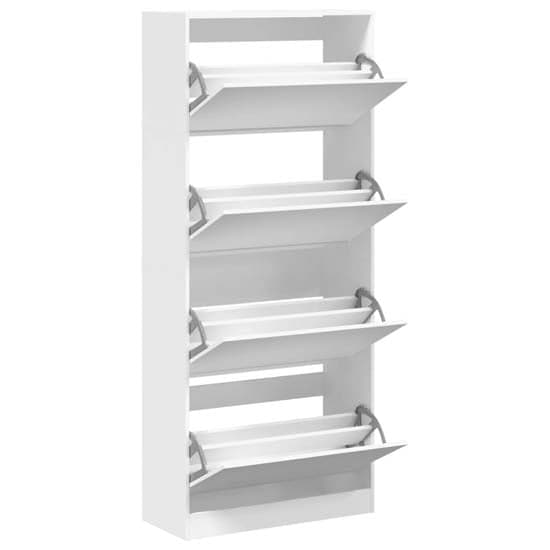 Arosa Wooden Shoe Storage Cabinet 4 Flip-Drawers In White_3