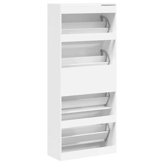 Arosa Wooden Shoe Storage Cabinet 4 Flip-Drawers In White_6
