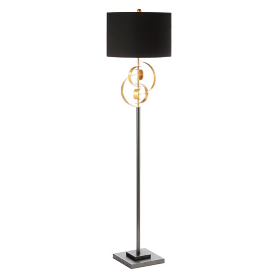 Arras Black Linen Shade Floor Lamp With Gold Leaf Metal Base_1