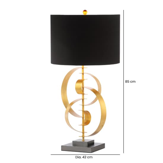 Arras Black Linen Shade Table Lamp With Gold Leaf Metal Base_2
