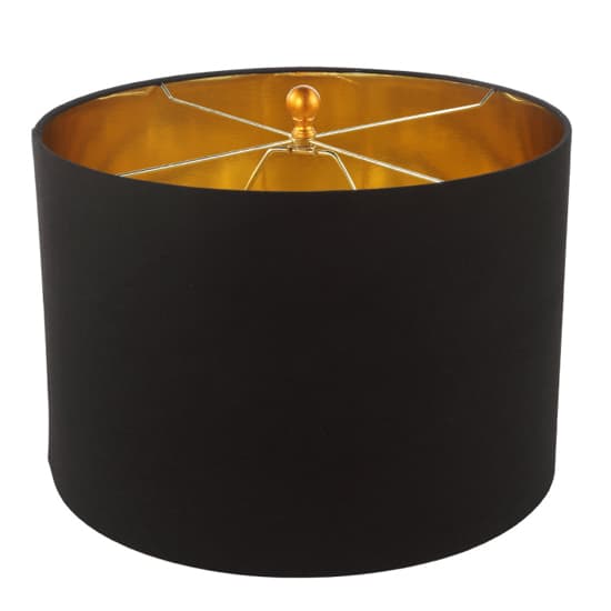 Arras Black Linen Shade Table Lamp With Gold Leaf Metal Base