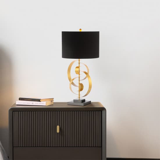 Arras Black Linen Shade Table Lamp With Gold Leaf Metal Base_5