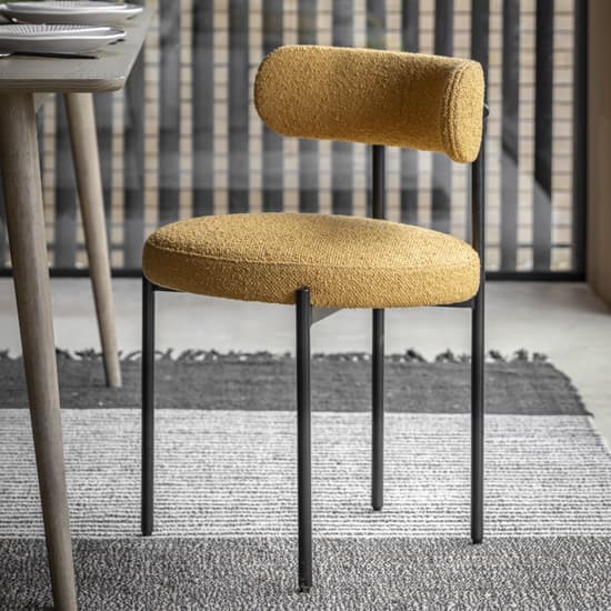 Arras Ochre Polyester Fabric Dining Chairs In Pair_4