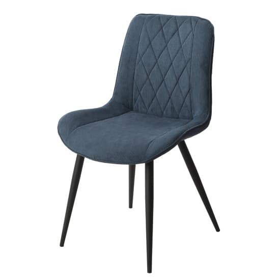 Arta Diamond Stitch Blue Fabric Dining Chairs In Pair_2