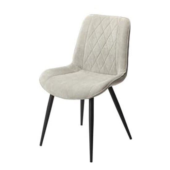 Arta Diamond Stitch Light Grey Fabric Dining Chairs In Pair_2