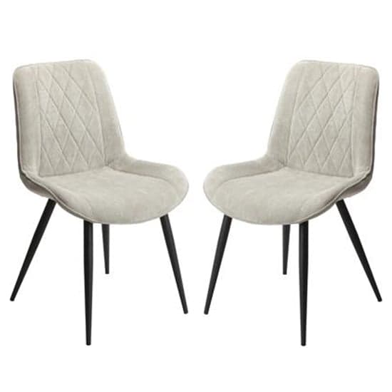 Arta Diamond Stitch Light Grey Fabric Dining Chairs In Pair_1