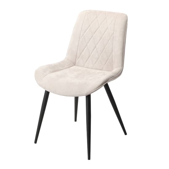 Arta Diamond Stitch Natural Fabric Dining Chairs In Pair_2