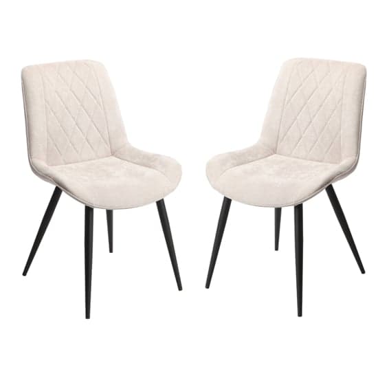 Arta Diamond Stitch Natural Fabric Dining Chairs In Pair_1