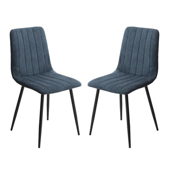 Arta Straight Stitch Blue Fabric Dining Chairs In Pair_1