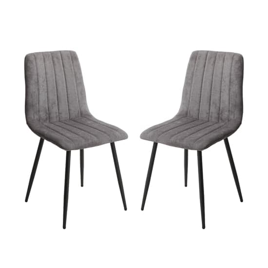 Arta Straight Stitch Dark Grey Fabric Dining Chairs In Pair_1