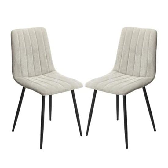 Arta Straight Stitch Light Grey Fabric Dining Chairs In Pair_1