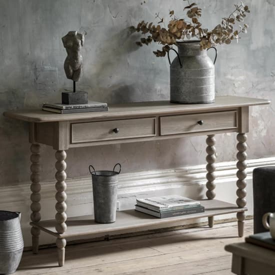 Arta Wooden Console Table With 2 Drawers In Natural_1