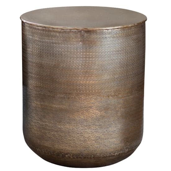 Artesia Round Metal Side Table In Antique Brass_3