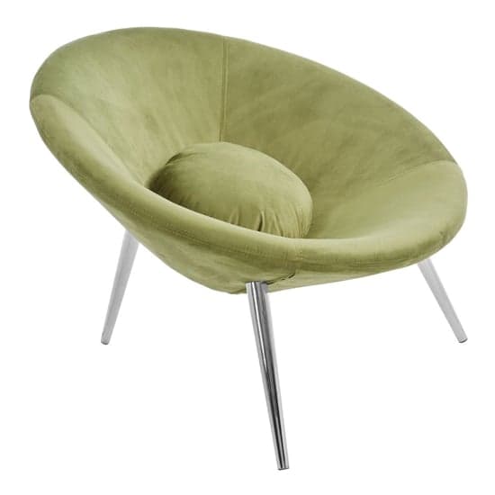 Artos Velvet Lounge Chair With Chrome Metal Legs In Green_2